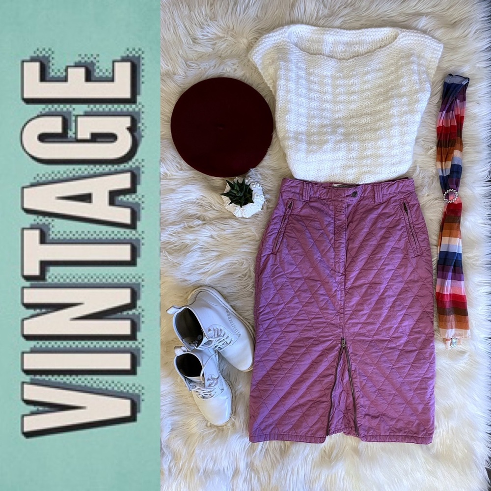 Vintage quilted midi length pencil skirt - Picture 2 of 15